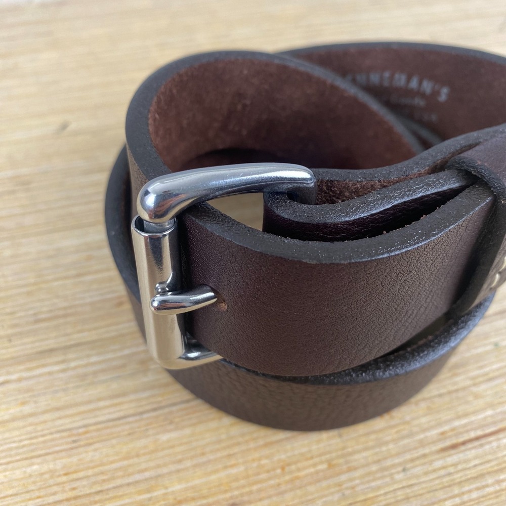 Brenneman's Leather Goods Belt Mens 34 Brown Leather chrome Buckle NEW